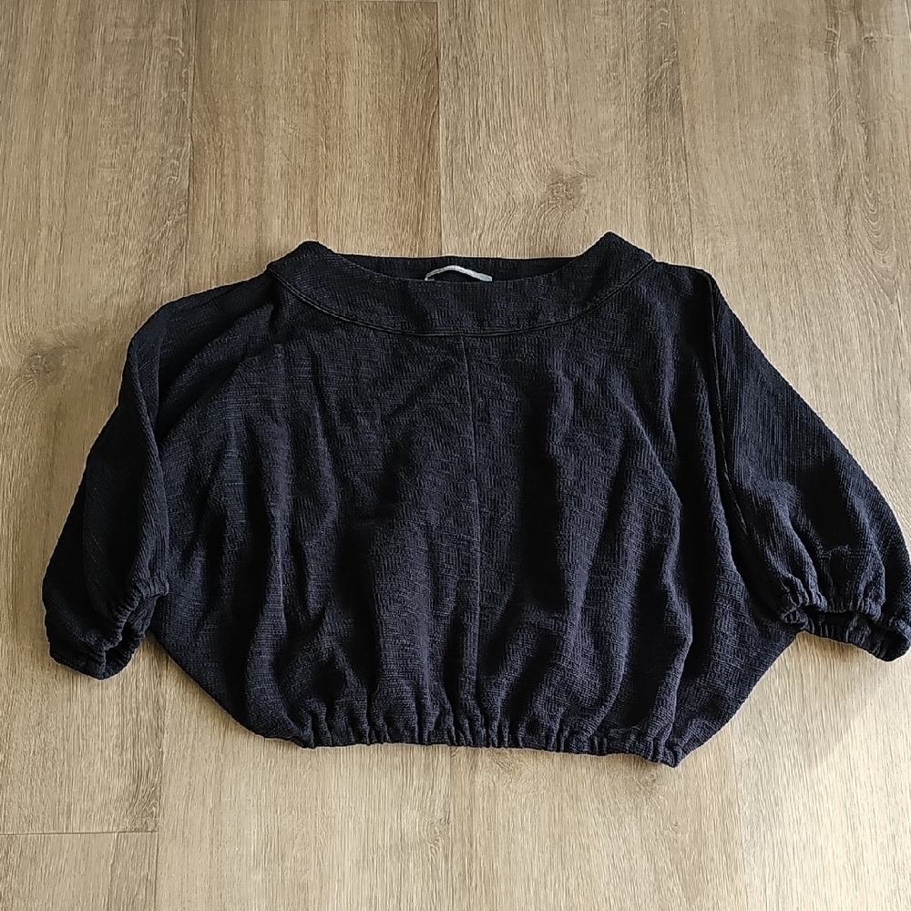 Anthropologie Black Textured Blouse Size XS